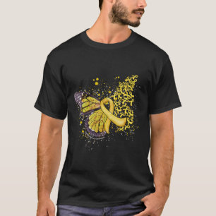 Dripping Butterfly Yellow Ribbon Childhood Cancer  T-Shirt
