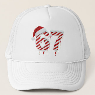Dripping Candy Cane 67 Christmas Stripes Holiday Trucker Hat