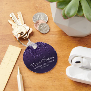 Dripping Chic Glitter Lavender Purple Shower Keychain