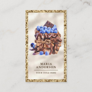 Dripping Chocolate Blueberry Cake Pastry Bakery Business Card