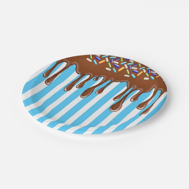 Dripping chocolate with sprinkles paper Plate (Angled)