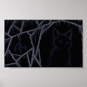 Dripping cobwebs cat poster