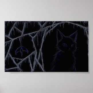 Dripping cobwebs cat poster