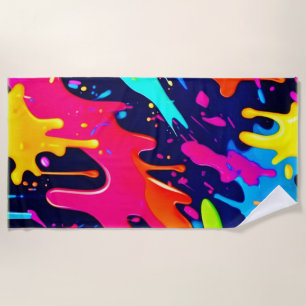 Dripping Colour Chaos Beach Towel
