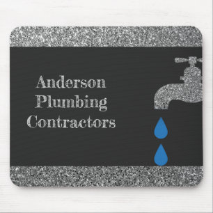 Dripping  faucet and water plumbing glitter effect mouse pad