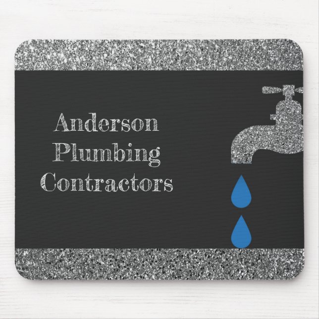Dripping  faucet and water plumbing glitter effect mouse pad (Front)