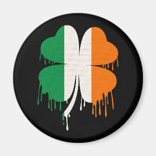 Dripping Four Leaf Clover Irish Flag Magnet