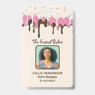 Dripping Frosting Pastry Bakery Business Employee Badge