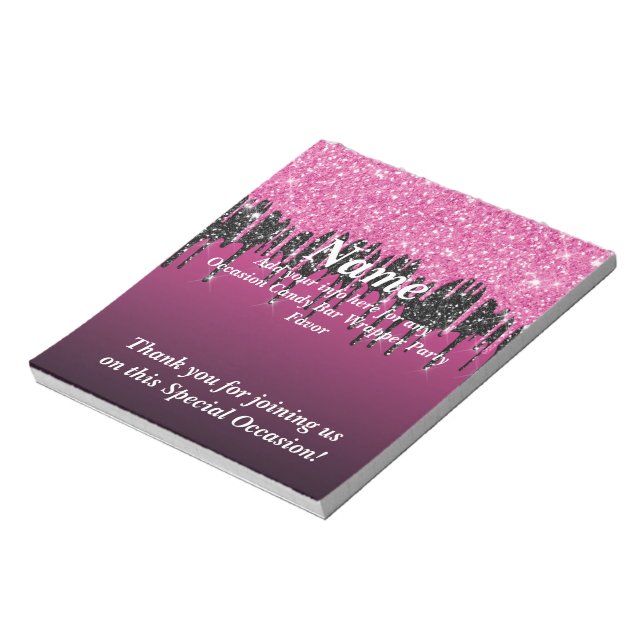 Dripping Glitter Candy Bar Wrapper Party Favours Notepad (Rotated)