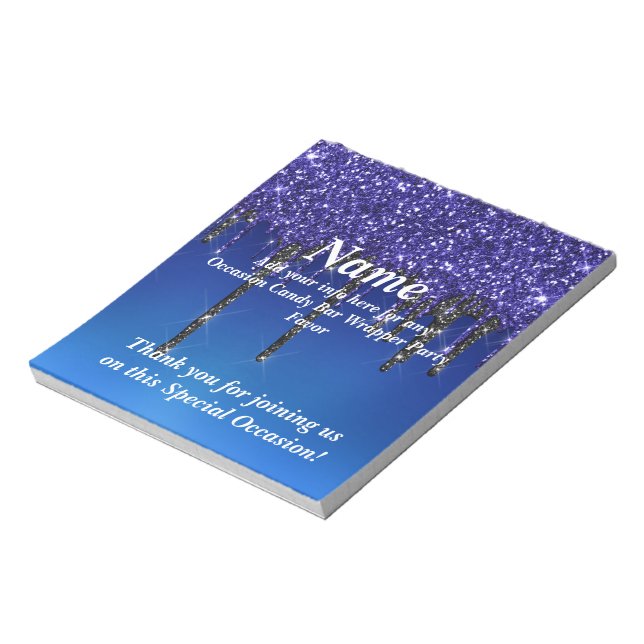 Dripping Glitter Candy Bar Wrapper Party Favours Notepad (Rotated)