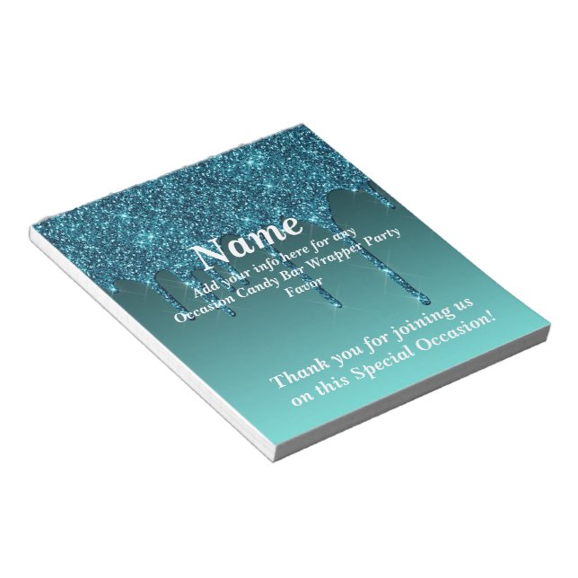 Dripping Glitter Candy Bar Wrapper Party Favours Notepad (Angled)