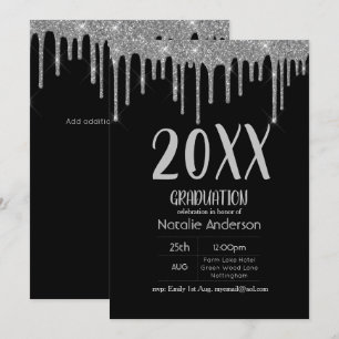Dripping Glitter Graduation Class of 20xx Modern Invitation