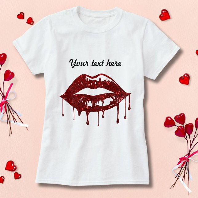 Dripping Glitter Lips Design T-Shirt (Creator Uploaded)