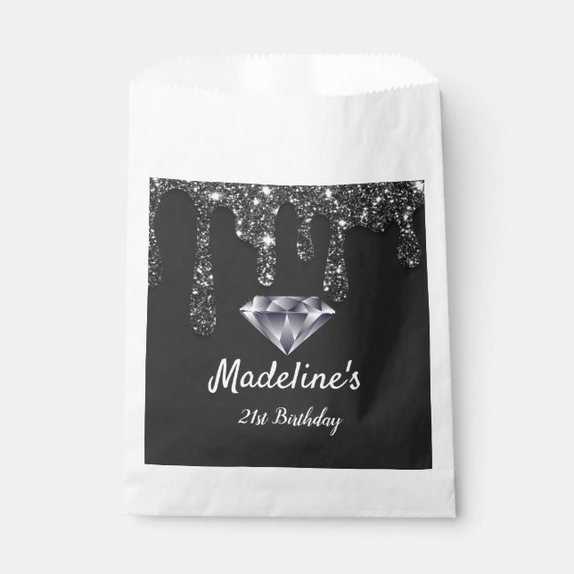 Dripping Glitter | Personalized Diamond  Favour Bag (Front)