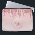 Dripping Glitter Pink Rose Gold Monogram Laptop Sleeve<br><div class="desc">Blush Pink - Rose Gold Faux Dripping Glitter and Sparkle Elegant Monogram Laptop Computer Case. This monogrammed case can be customized to include your initial and first name.</div>