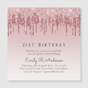 Dripping Glitter Rose Gold 21st Birthday Pink Girl