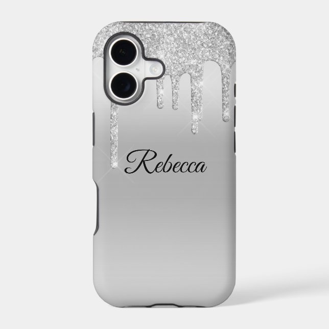 Dripping Glitter Silver Personalized (Back)
