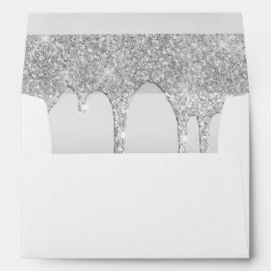 Dripping Glitter Silver Personalized  Envelope