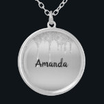 Dripping Glitter Silver Personalized Silver Plated Necklace<br><div class="desc">Dripping Glitter Silver Personalized Necklace,  Personalized,  Gift for her</div>