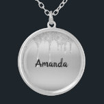 Dripping Glitter Silver Personalized Silver Plated Necklace<br><div class="desc">Dripping Glitter Silver Personalized Necklace,  Personalized,  Gift for her</div>