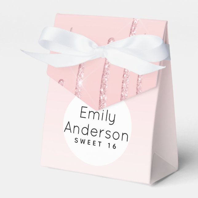 Dripping Glitter Sweet 16 Pink Trendy 16th Party Favor Box (Front Side)
