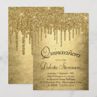 Dripping Gold Glitter | Champagne Melt Quinceanera