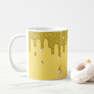Dripping Gold Glitter Effect & Sparkles Coffee Mug