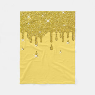 Dripping Gold Glitter Effect & Sparkles Fleece Blanket