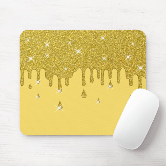 Dripping Gold Glitter Effect & Sparkles Mouse Pad (With Mouse)