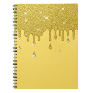 Dripping Gold Glitter Effect & Sparkles Notebook