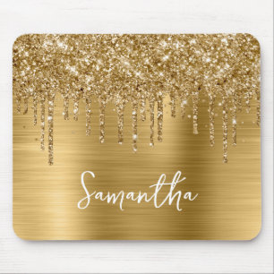 Dripping Gold Glitter Glam Mouse Pad
