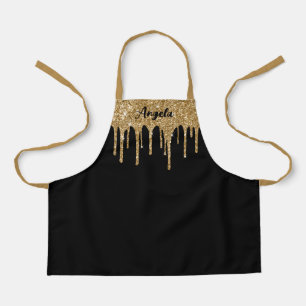 Dripping Gold Glitter Glam Personalized S Apron
