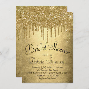 Dripping Gold Glitter   Luxurious Golden Shower Invitation