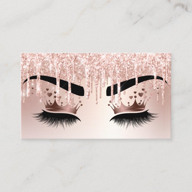 Dripping Gold Makeup artist Crown Eye Lashes Business Card (Front)