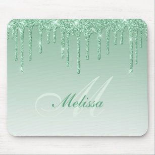 dripping green glitter mouse pad