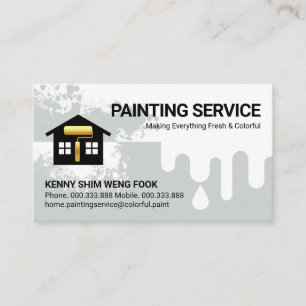Dripping Grey Paint Home Repairs Business Card