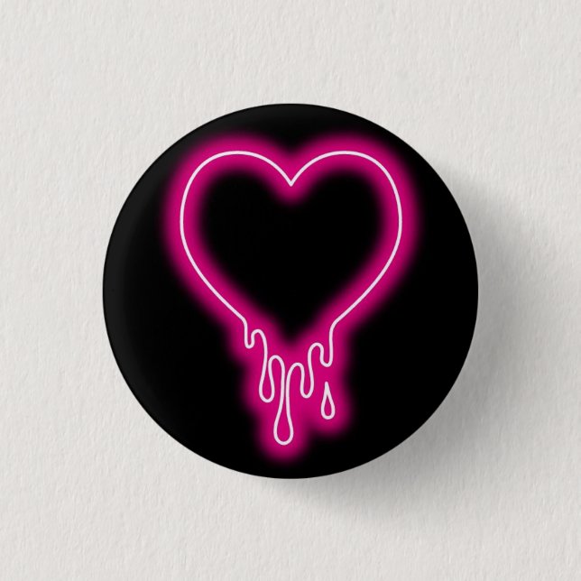 dripping heart 1 inch round button (Front)