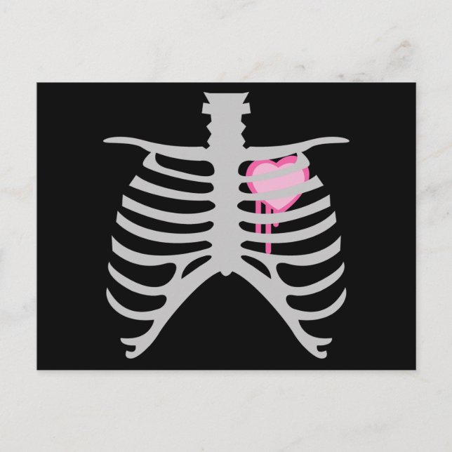 Dripping Heart in Ribcage Postcard (Front)