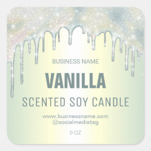 Dripping Holographic Glitter Soy Candle Labels