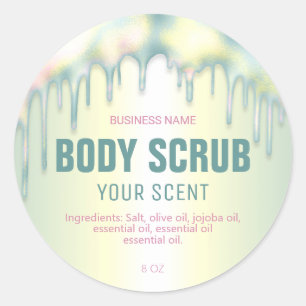 Dripping Holographic Scrub Labels
