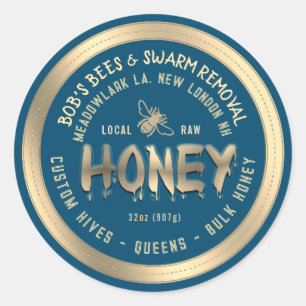 Dripping Honey Custom Hives Swarm Removal Queens Classic Round Sticker