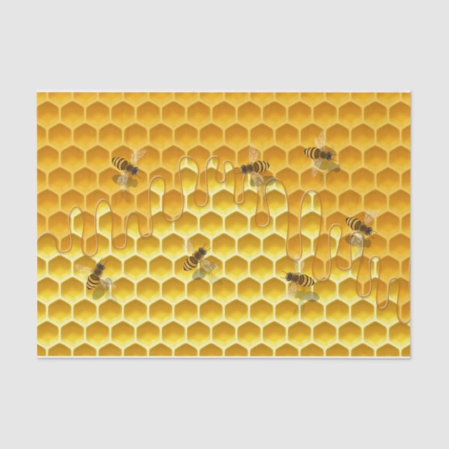Dripping Honeycomb & Flying Honeybees Tissue Paper (Front)