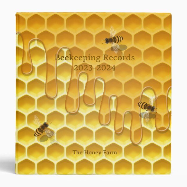 Dripping Honeycomb with Flying Honeybees Custom Binder (Front)