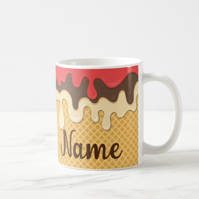 Dripping Ice Cream Cone Coffee Mug, Cup (Right)