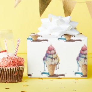 Dripping Ice Cream Cone Wrapping Paper