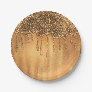 Dripping in Gold Honey Glitter Sweet 16 Party Paper Plate