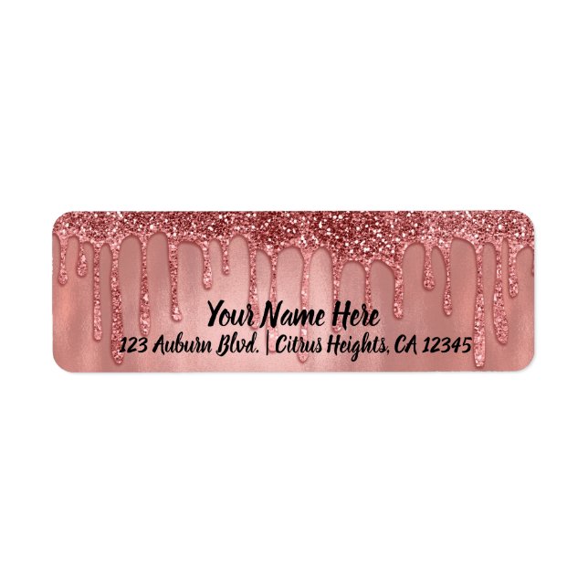 Dripping in Rose Gold Glitter Pretty Pink Drips (Front)
