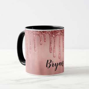 Dripping in Rose Gold Glitter Pretty Pink Drips Mug