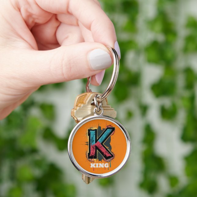 Dripping K: Bold One-Letter Customizable Graffiti Keychain (Hand)