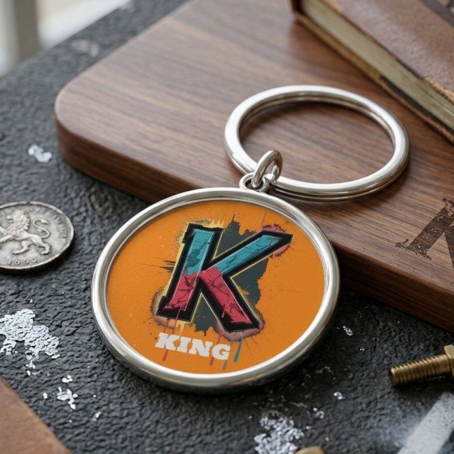 Dripping K: Bold One-Letter Customizable Graffiti Keychain (Creator Uploaded)